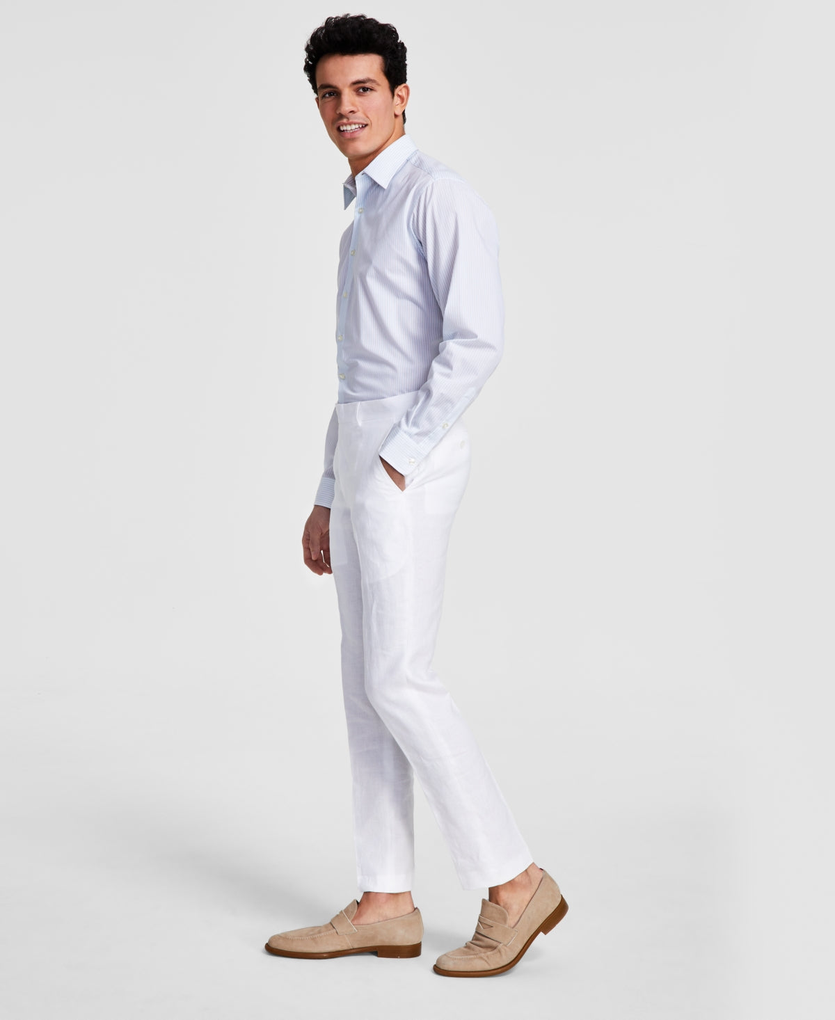 Bar III Men's Slim Fit Linen Suit Pants White Size 29X30