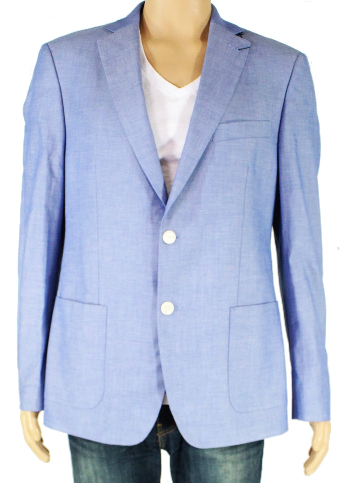 Ralph Lauren Men's Sport Coat Long Chambray Two Button Blue Size 40