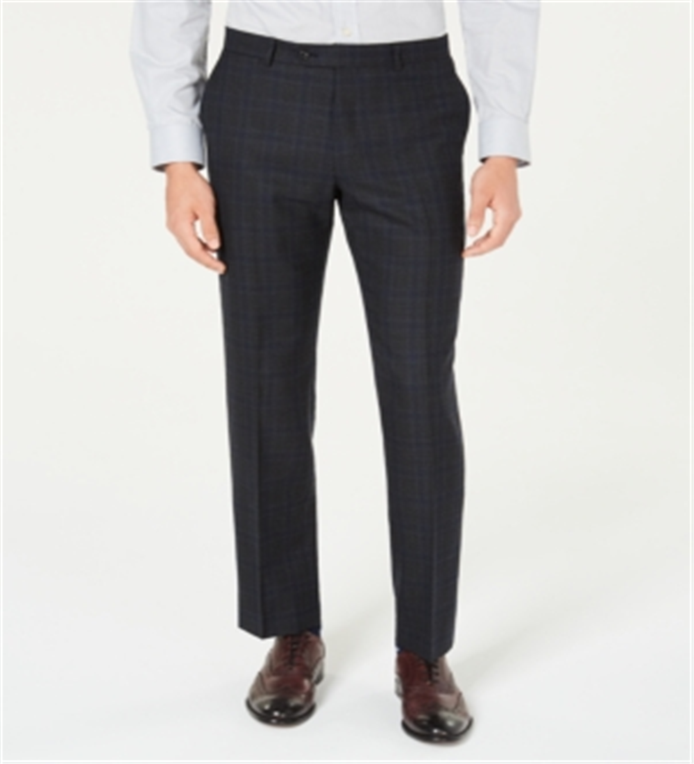Tommy Hilfiger Men's Modern Fit Thflex Stretch Windowpane Plaid Suit Pants Gray Size 36X34