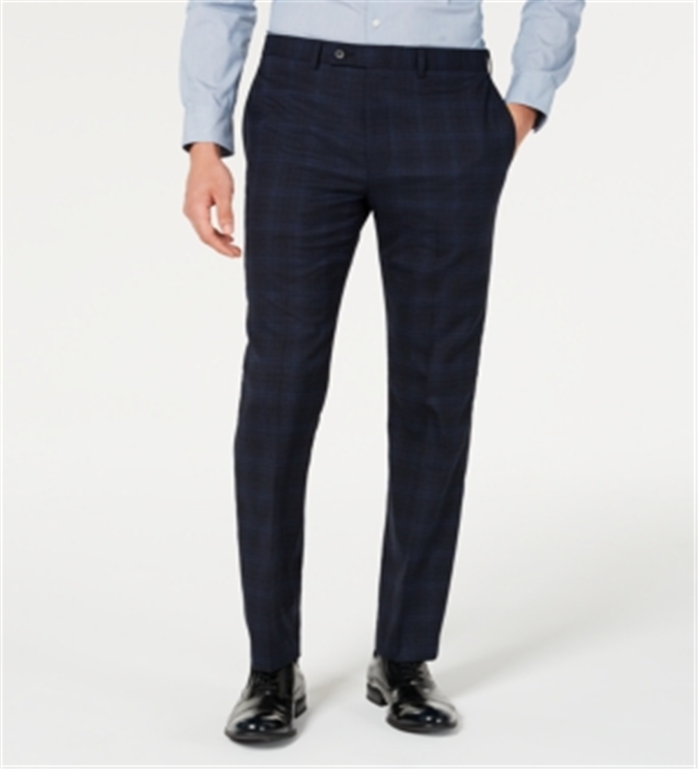 Calvin Klein Men's X Slim Fit Stretch Plaid Suit Separate Pants Blue Size 32X32