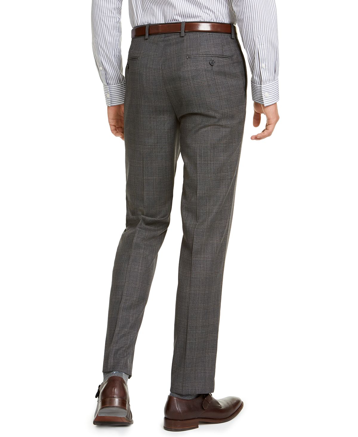 Calvin Klein Men's Slim Fit Stretch Plaid Suit Pants Gray Size 38X31