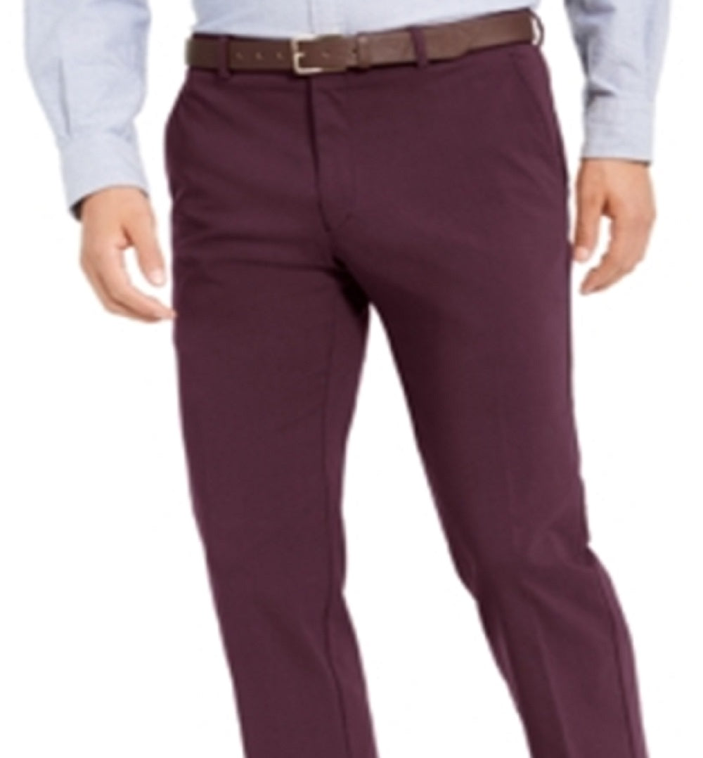Tommy Hilfiger Men's Modern Fit Thflex Stretch Comfort Dress Pants Purple Size 42X30