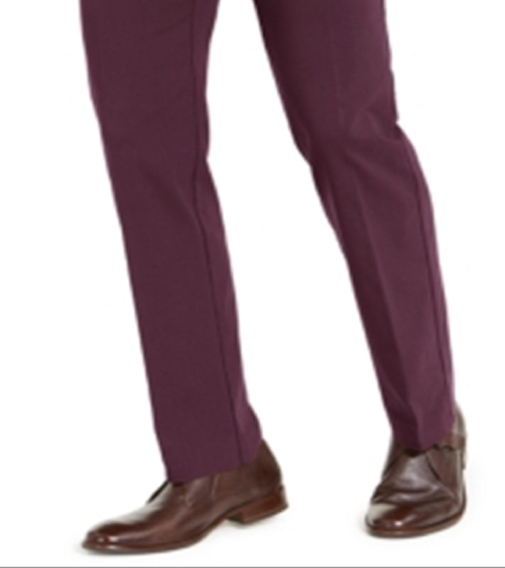 Tommy Hilfiger Men's Modern Fit Thflex Stretch Comfort Dress Pants Purple Size 42X30