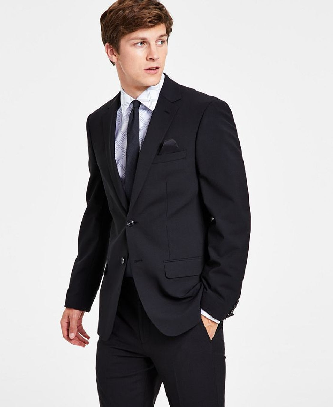 Bar III Men's Skinny Fit Wrinkle Resistant Wool Suit Separate Jacket Blue Size 42