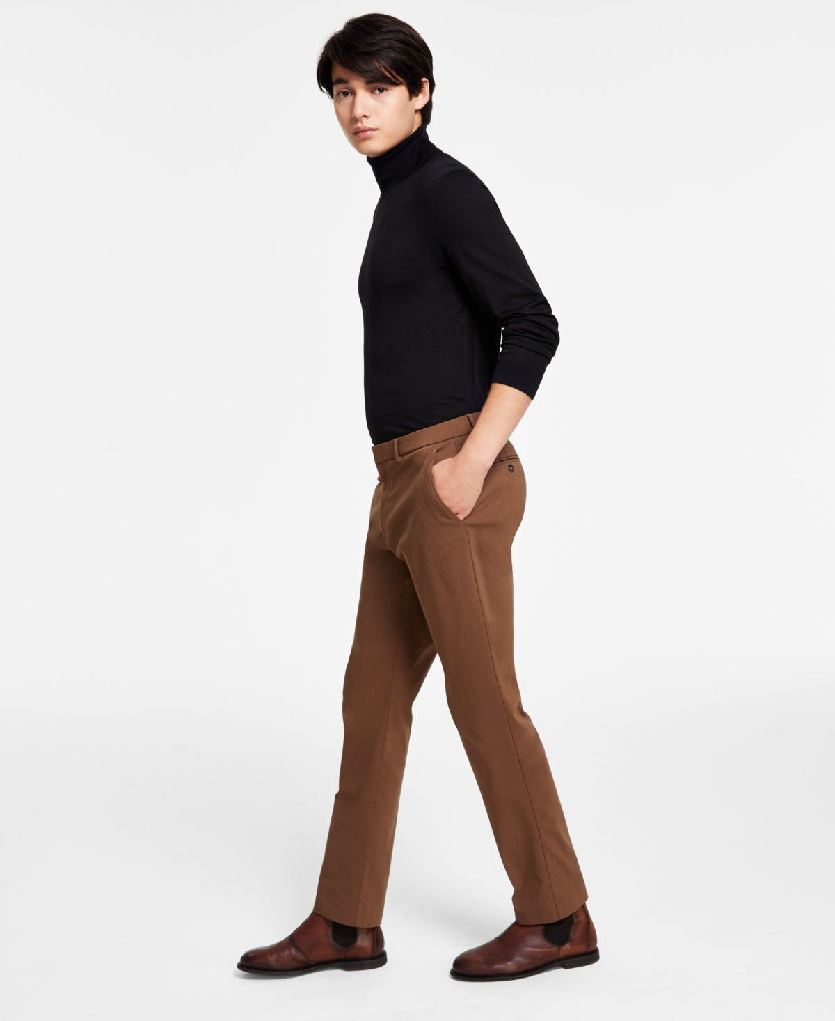 Tommy Hilfiger Men's Modern Fit Th Flex Stretch Comfort Solid Performance Pants Brown Size 32X34