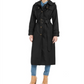 London Fog Hooded Women's Water Repellent Trench Coat Black Size Small