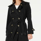 London Fog Women's Belted Double Breasted Water Resistant Trench Coat Black Size Large