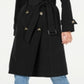 London Fog Women's Belted Double Breasted Water Resistant Trench Coat Black Size Large