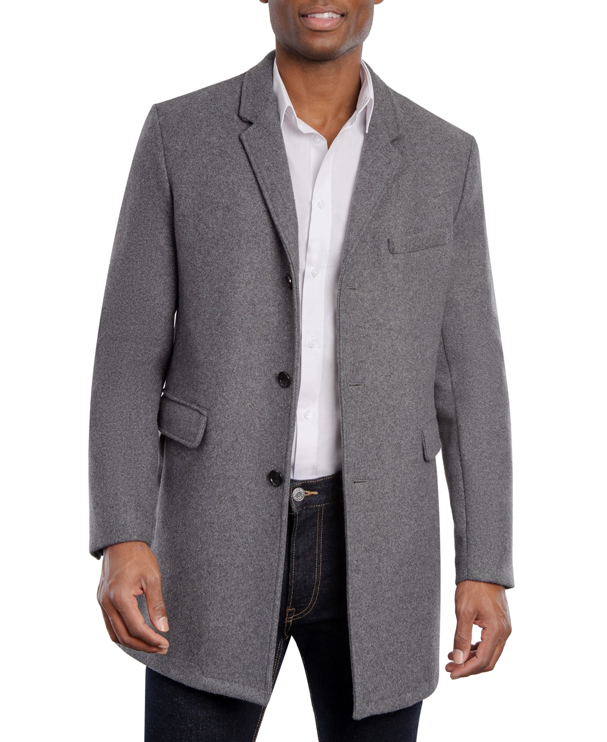 Michael Kors Men's Ghent Slim Fit Overcoat Gray Size 38