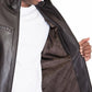 Michael Kors Men's Perforated Faux Leather Moto Jacket Brown Size Small