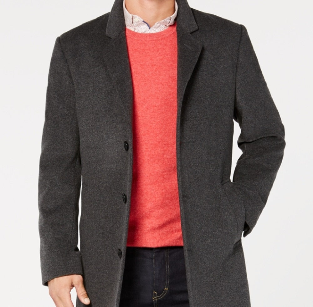 Michael Kors Men's Madison Wool Blend Modern Fit Overcoat Gray Size 46