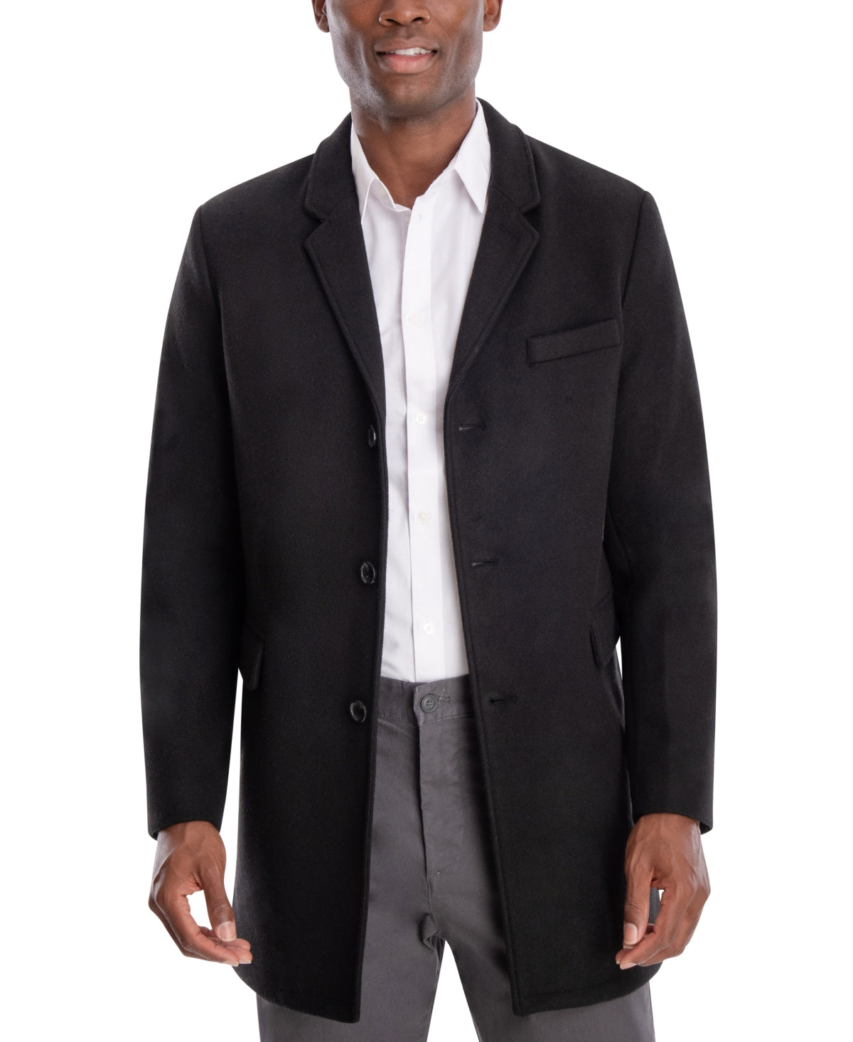 Michael Kors Men's Ghent Slim Fit Overcoat Black Size 40
