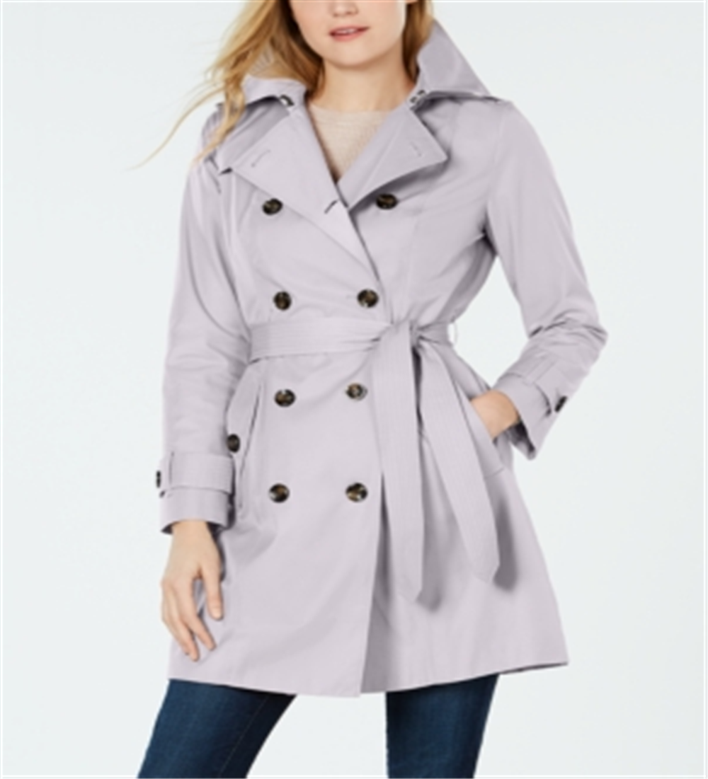 London Fog Women's Belted Double Breasted Trench Coat Purple Size X-Small