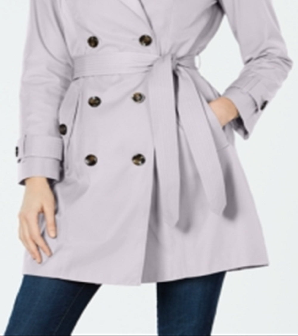 London Fog Women's Belted Double Breasted Trench Coat Purple Size X-Small