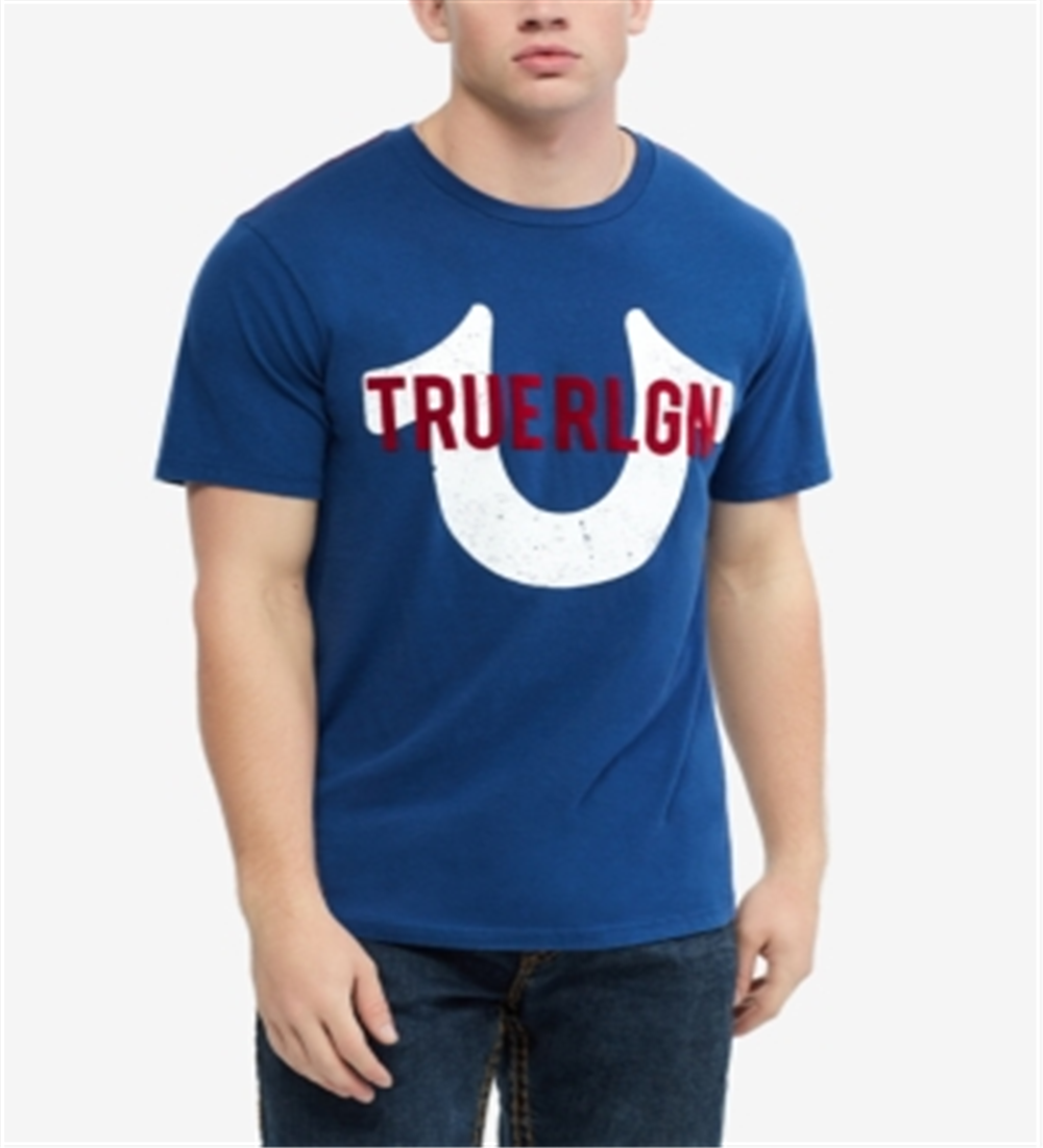True Religion पुरुषों की लोगो मेनिया टी-शर्ट नीला बड़ा साइज़