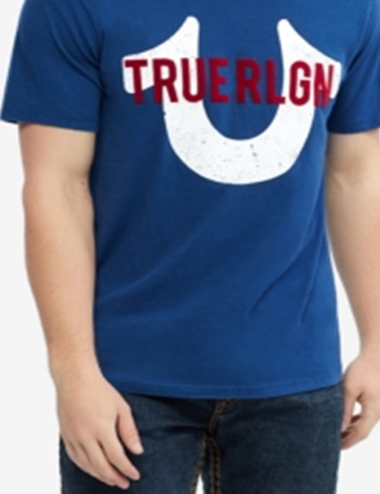 True Religion पुरुषों की लोगो मेनिया टी-शर्ट नीला बड़ा साइज़