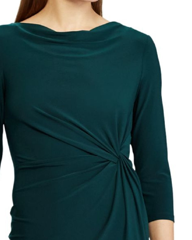Ralph Lauren Women's Twisted Knot Jersey Dress Green Size 4 Petite