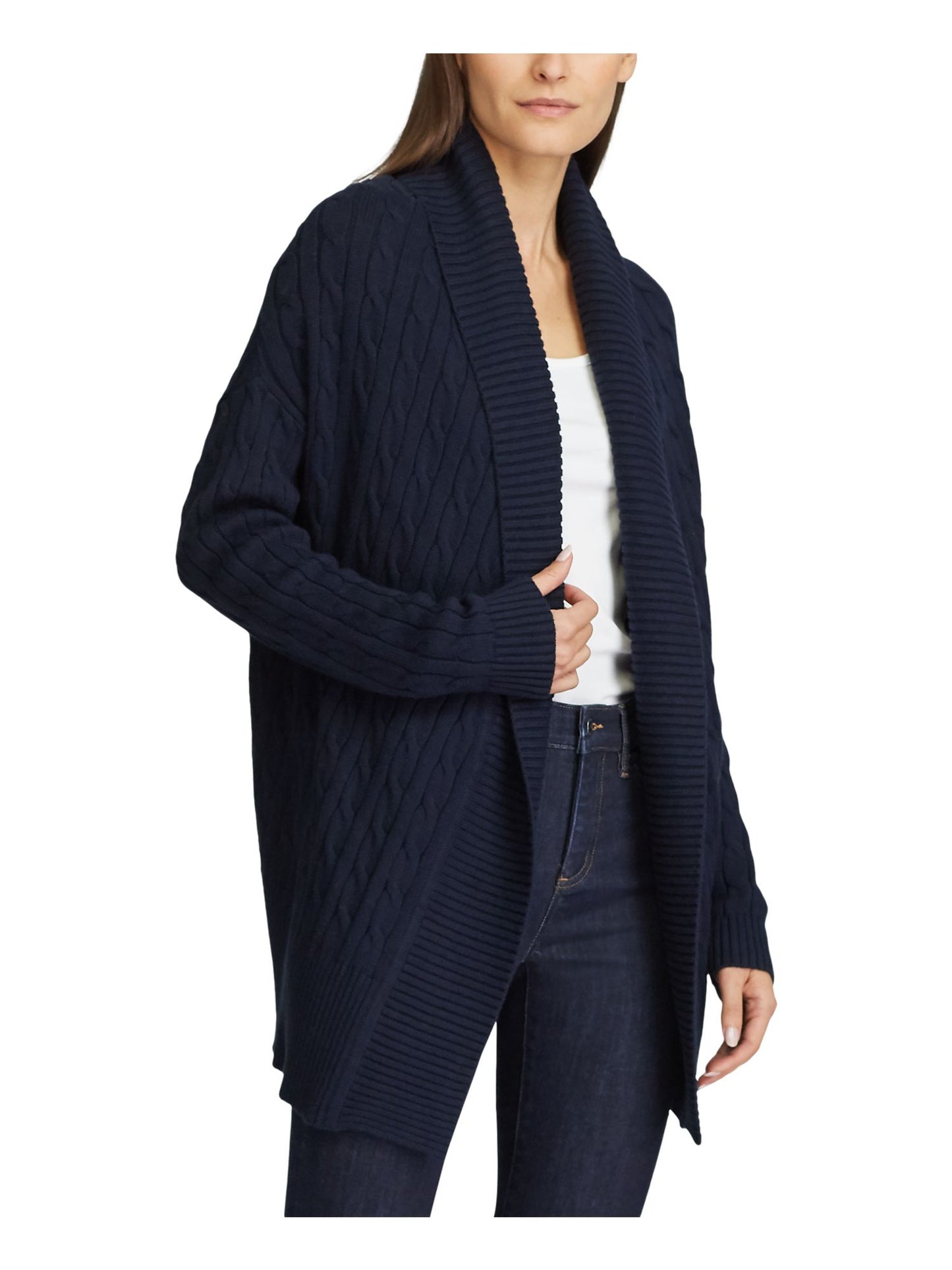 Ralph Lauren Women's Long Sleeve Open Cardigan Sweater Blue Size 34X16