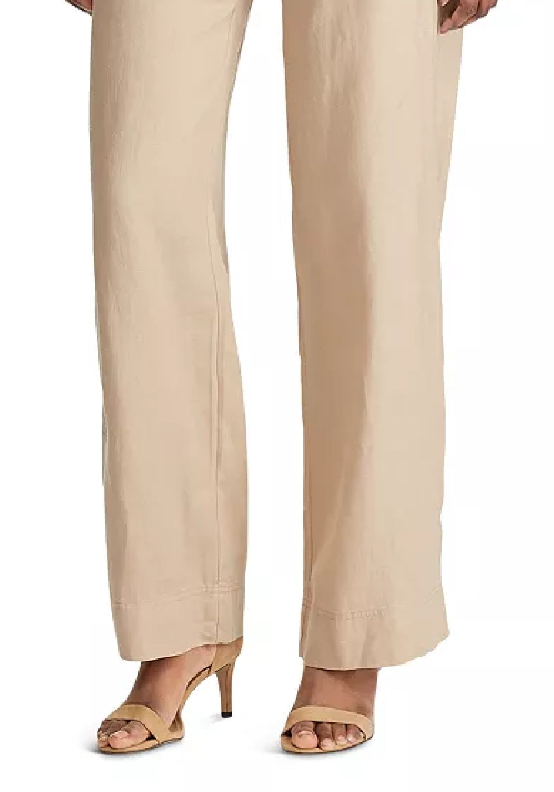 राल्फ लॉरेन महिलाओं की वाइड लेग लिनेन पैंट भूरा साइज़ 18