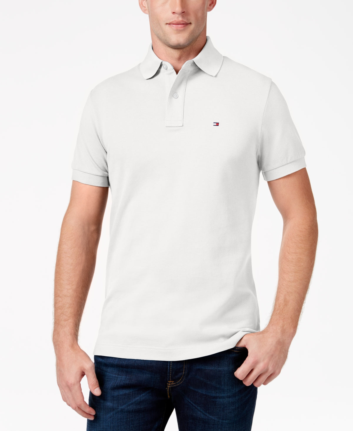 Tommy Hilfiger Men's Custom Fit Polo Shirt White Size Large