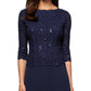 Alex Evenings Women's Sequin Lace & Chiffon Gown Blue Size 6