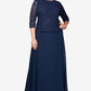 Alex Evenings Women's Mock Two Piece A Line Gown Blue Size 24W
