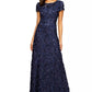 Alex Evenings Women's Embellished Lace A Line Gown Blue Size 12