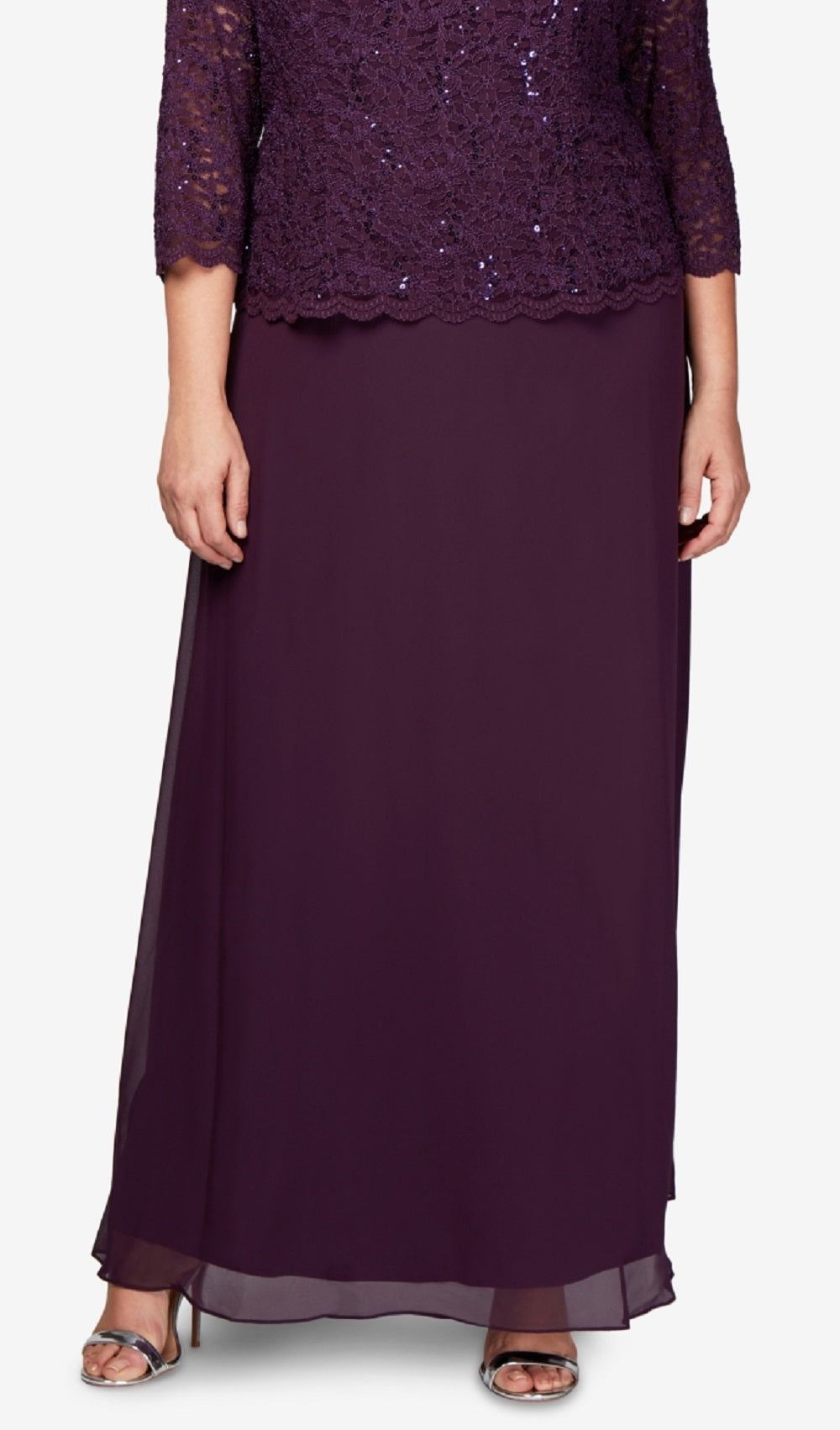 Alex Evenings Women's Mock Two Piece A Line Gown Purple Size 22W