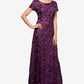 Alex Evenings Women's Embellished Lace A Line Gown Purple Size 14