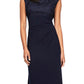 Alex Evenings Women's Brocade Bodice Empire Waist Gown Blue Size 8
