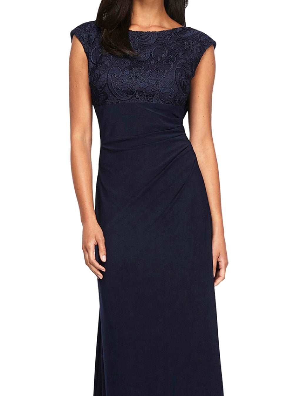 Alex Evenings Women's Brocade Bodice Empire Waist Gown Blue Size 8