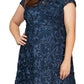 Alex Evenings Women's Sequin Lace Cocktail Dress Blue Size 16W