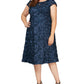 Alex Evenings Women's Sequin Lace Cocktail Dress Blue Size 22W