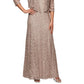 Alex Evenings Women's Sequin Lace Jacket Gown Brown Size 16