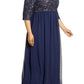 Alex Evenings Women's Embellished Keyhole Gown Blue Size Petite Small
