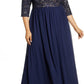Alex Evenings Women's Embellished Keyhole Gown Blue Size 24W
