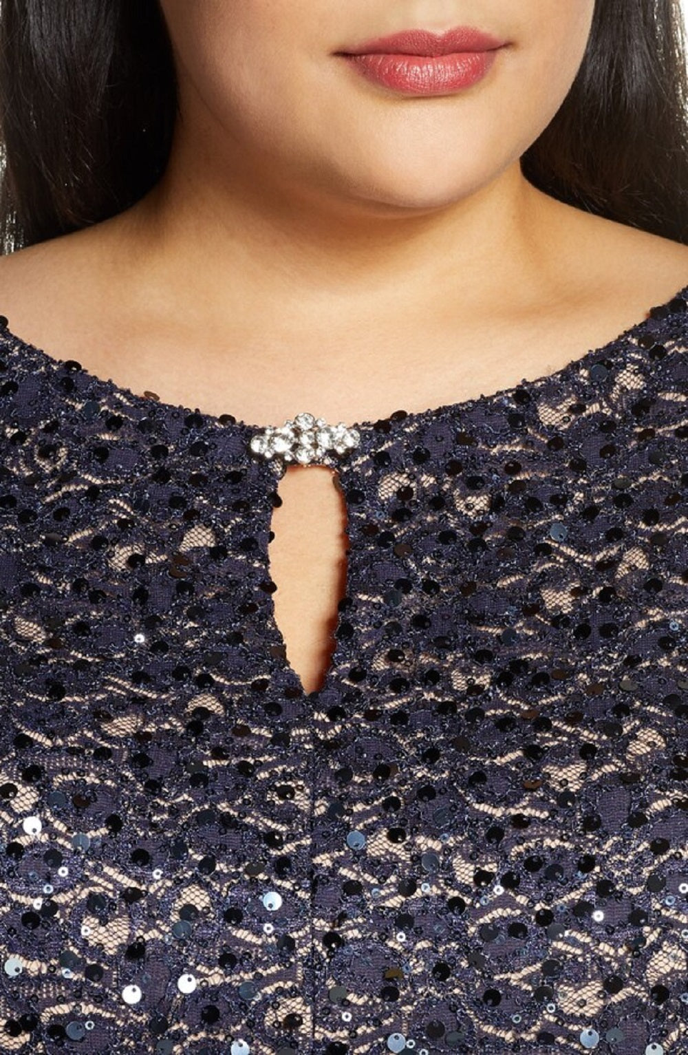 Alex Evenings Women's Embellished Keyhole Gown Blue Size 24W