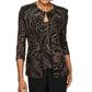 Alex Evenings Women's Embellished 3/4 Sleeve Scoop Neck Evening Top Black Size Petite X-Large