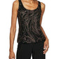 Alex Evenings Women's Embellished 3/4 Sleeve Scoop Neck Evening Top Black Size Petite X-Large
