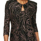 Alex Evenings Women's Embellished 3/4 Sleeve Scoop Neck Evening Top Black Size Petite X-Large
