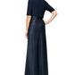Alex Evenings Women's Half Sleeve V Neck Gown Blue Size 14