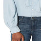 Ralph Lauren Women's Chambray Tie Neck Shirt Blue Size Petite M