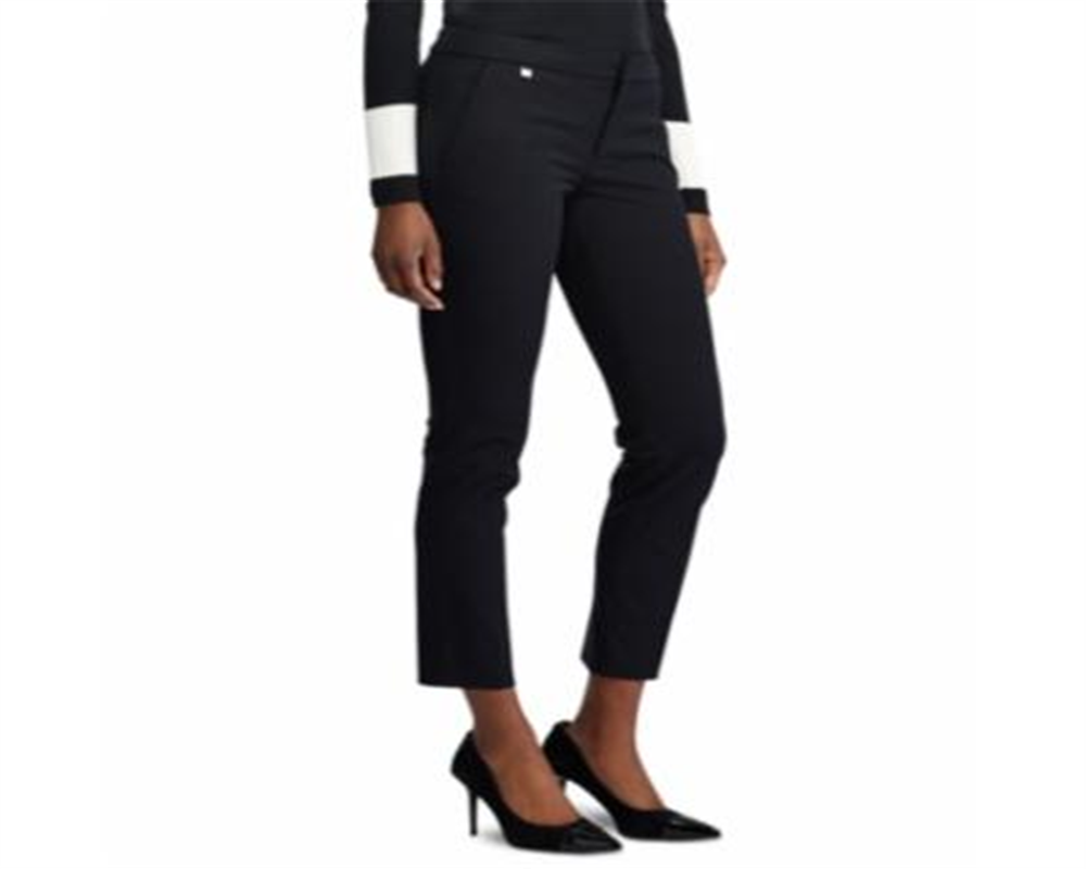 Ralph Lauren Women's Crop Straight Stretch Pant Black Size 2 Petite
