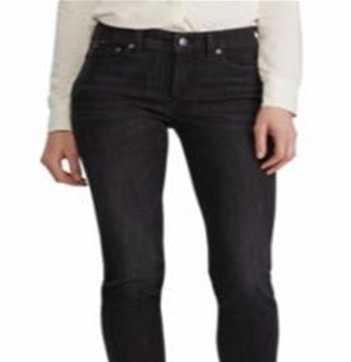 Ralph Lauren Women's Slimming Mid Rise Classic Straight Jeans Black Size 4 Petite