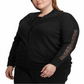 Ralph Lauren Women's Plus Lace Trim Fleece Jacket Black Size 2X