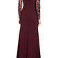 Adrianna Papell - Embellished Trumpet Long Sleeve Cutout Mesh Dress