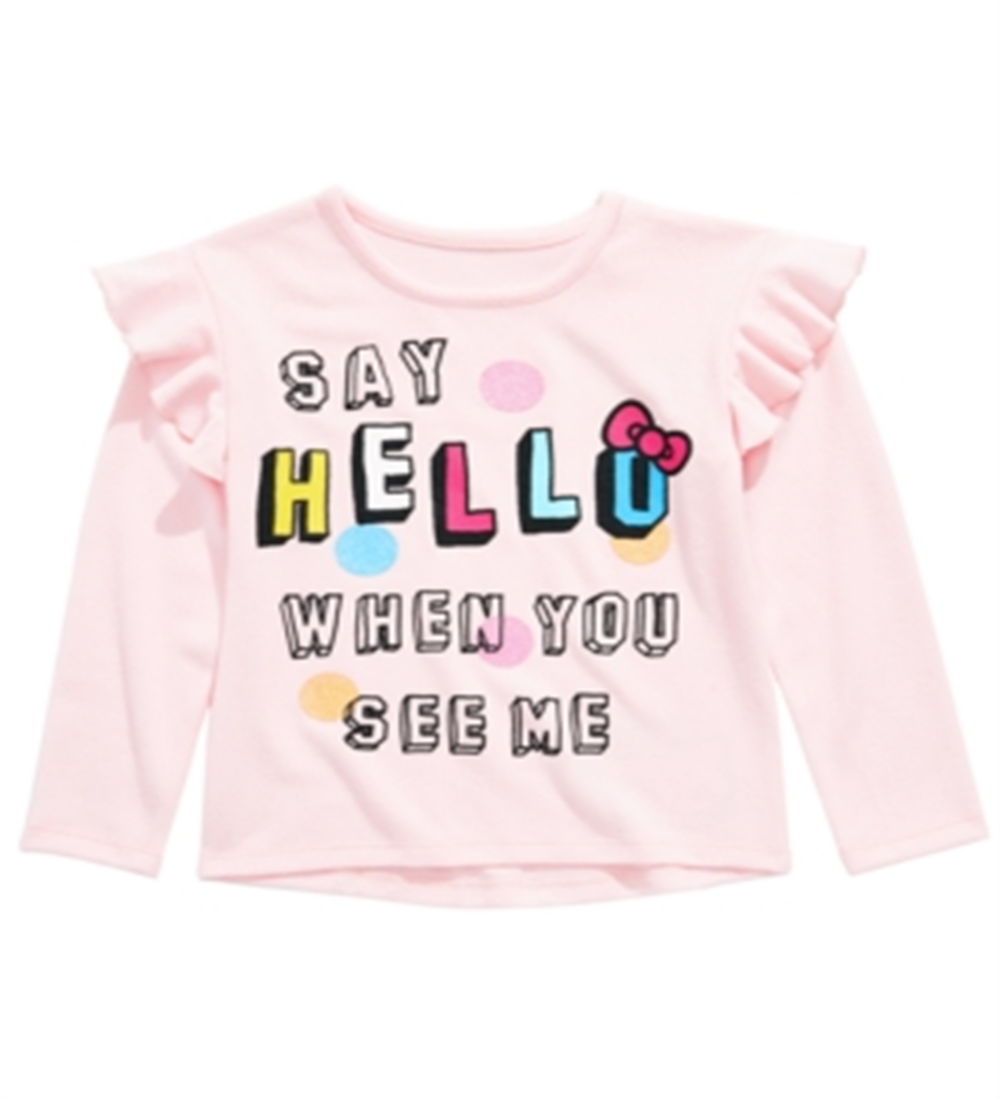 Hello Kitty Little Girl's Say Hello Ruffled Top Pink Size 4