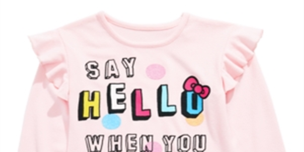 Hello Kitty Little Girl's Say Hello Ruffled Top Pink Size 4