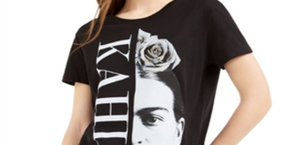 Love Tribe Junior's Frida Kahlo Graphic T-Shirt Black Size Large
