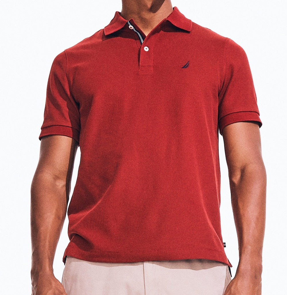 Nautica Men's Classic Fit Solid Deck Polo Shirt Red Size Small